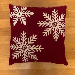 Festive Red Snowflake Christmas Throw Pillow